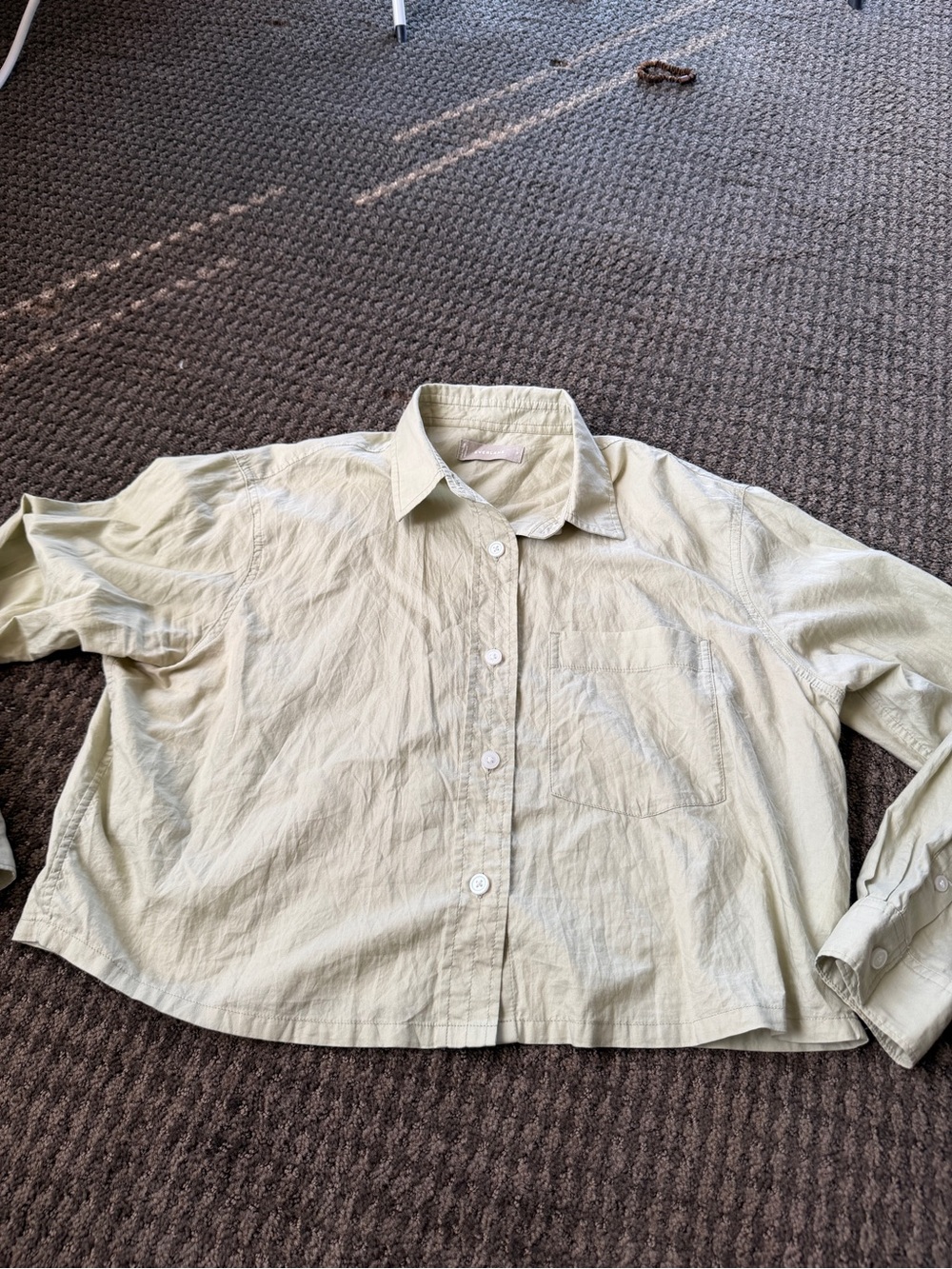 Everlane Way Short Shirt in Sage Green Silky Cotton - Picture 3 of 7